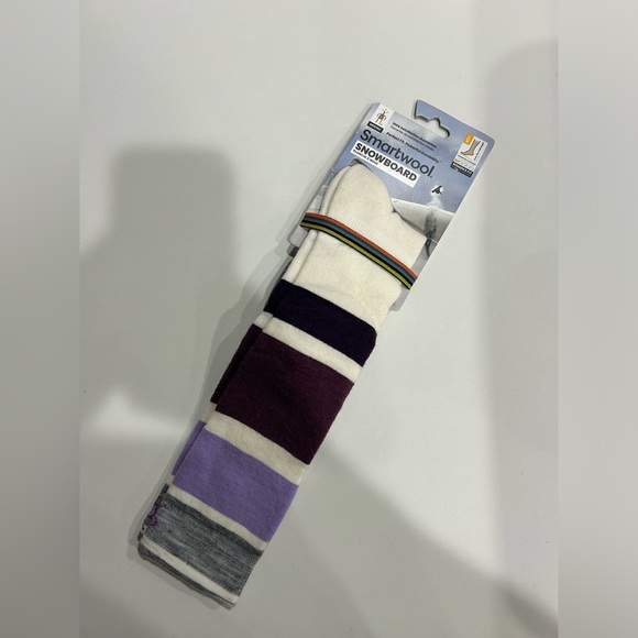 Smartwool Women's Large Snowboard OTC Socks Targeted Cushion White Purple NWT - Picture 1 of 7